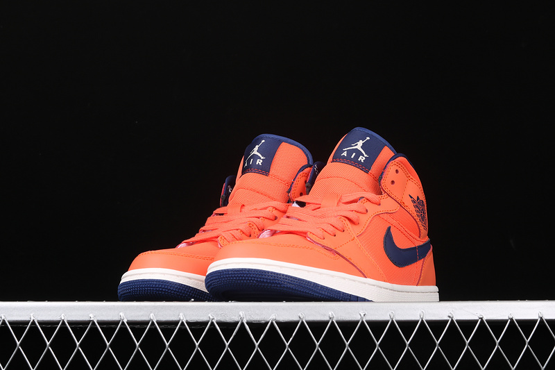 Air Jordan 1 Mid Shoes Orange/Navy Blue 27