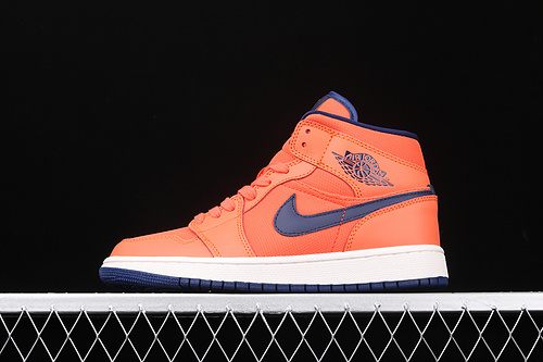 Air Jordan 1 Mid Shoes Orange/Navy Blue 29