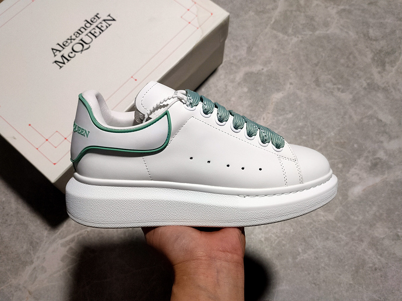 Alexander Mcqueen Sole Leather Sneakers White/White/Green 3