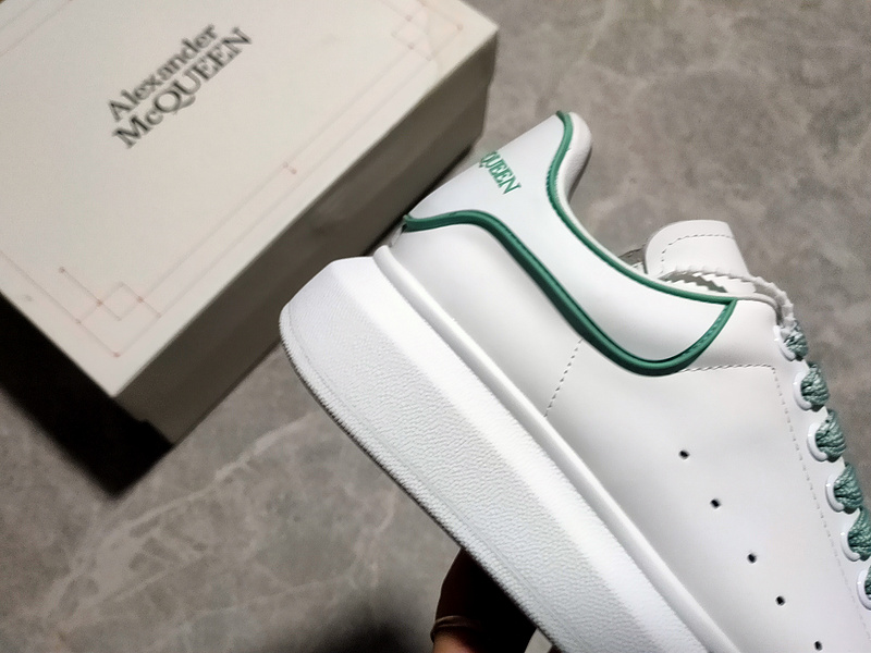 Alexander Mcqueen Sole Leather Sneakers White/White/Green 9