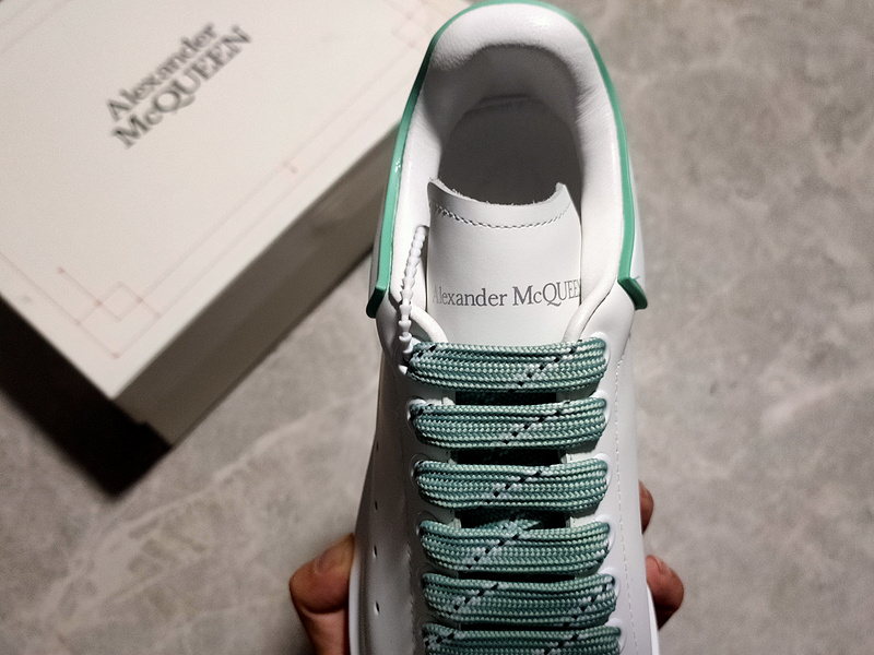 Alexander Mcqueen Sole Leather Sneakers White/White/Green 13