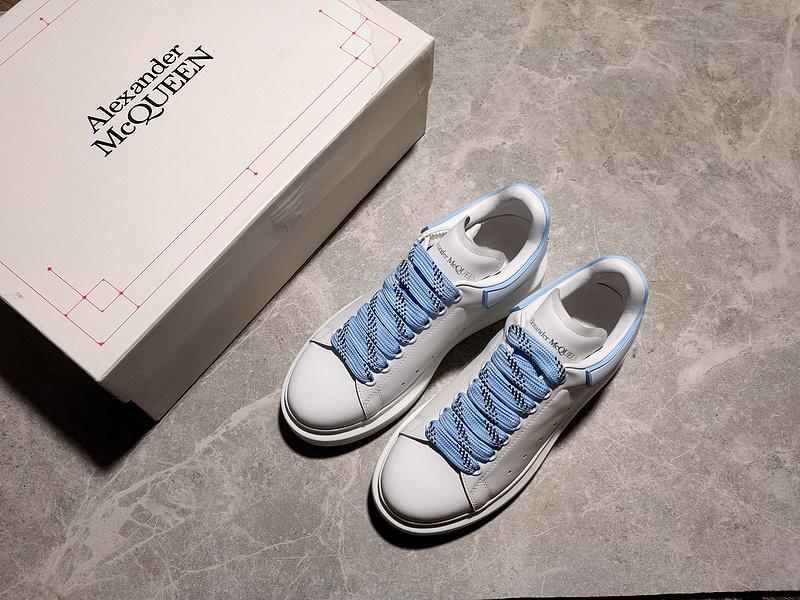 Alexander Mcqueen Sole Leather Sneakers White/White/Light Blue 9