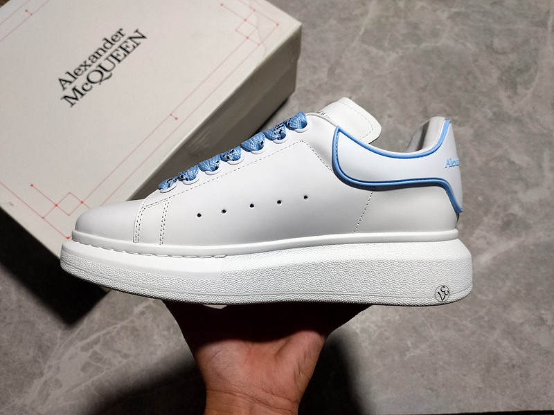 Alexander Mcqueen Sole Leather Sneakers White/White/Light Blue 13