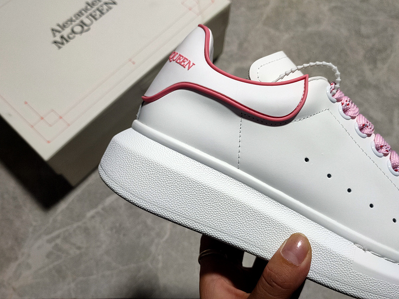 Alexander Mcqueen Sole Leather Sneakers White/White/Pink 11