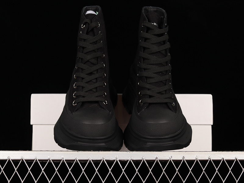 Alexander Mcqueen High Top Canvas Shoes Black/Black/Black 13