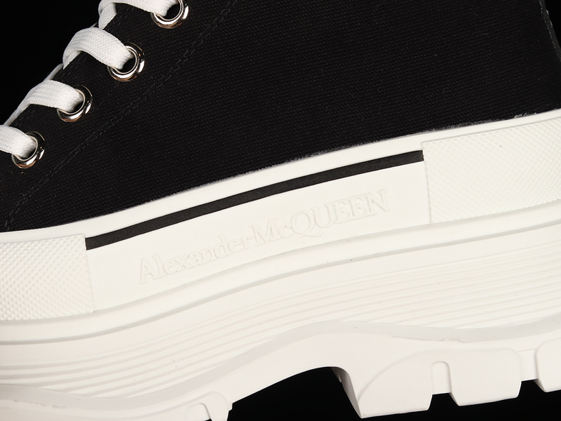 Alexander Mcqueen High Top Canvas Shoes Black/White/Black 3