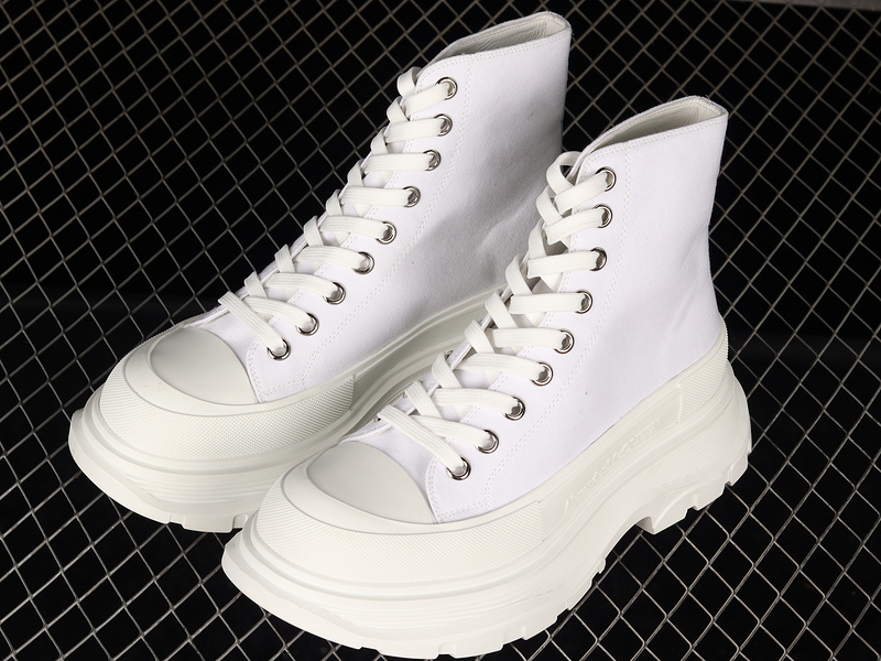 Alexander Mcqueen High Top Canvas Shoes White/White/White 13