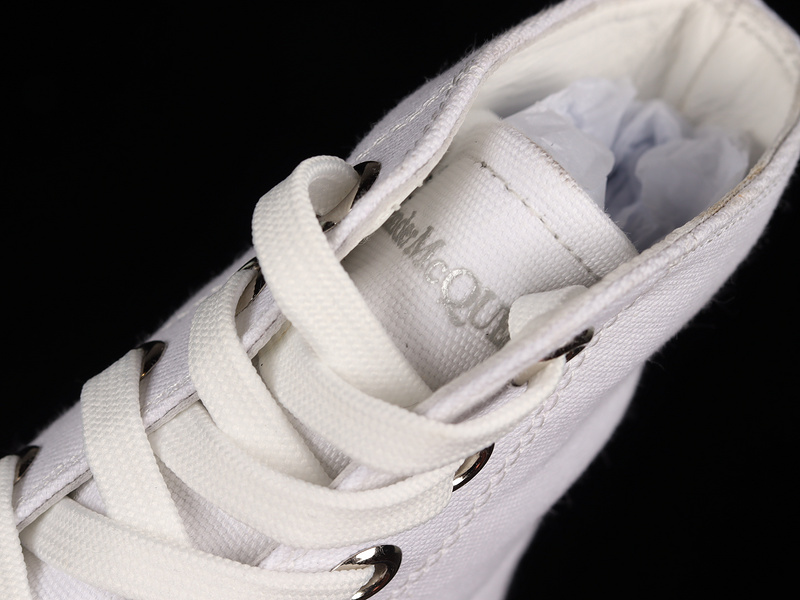 Alexander Mcqueen High Top Canvas Shoes White/White/White 23