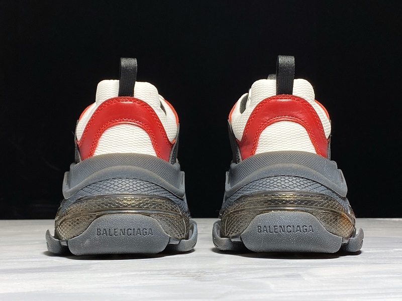 Pk Balenciaga 19Ss Triple-S Clear Sole Trainers Black/White/Red 3