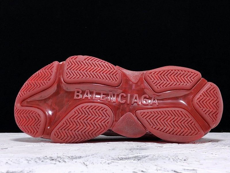 19Ss Triple-S Clear Sole Trainers Red/Red 3