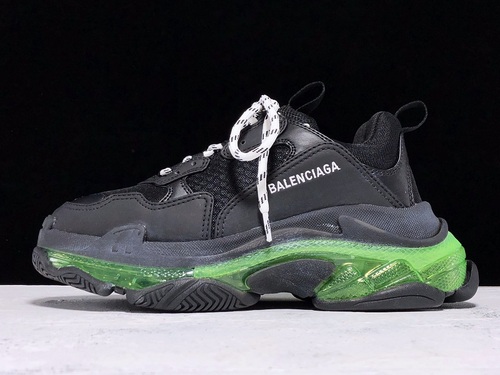 Plus Triple-S Clear Sole Trainers Black/Green 3