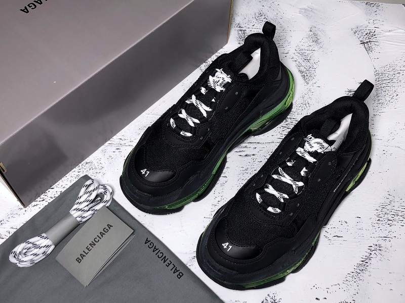 Plus Triple-S Clear Sole Trainers Black/Green 9