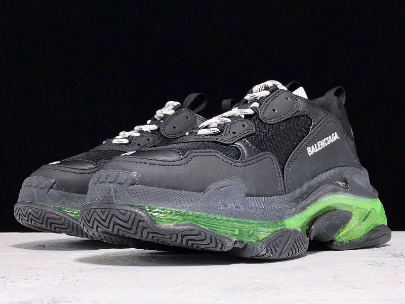 Plus Triple-S Clear Sole Trainers Black/Green 13