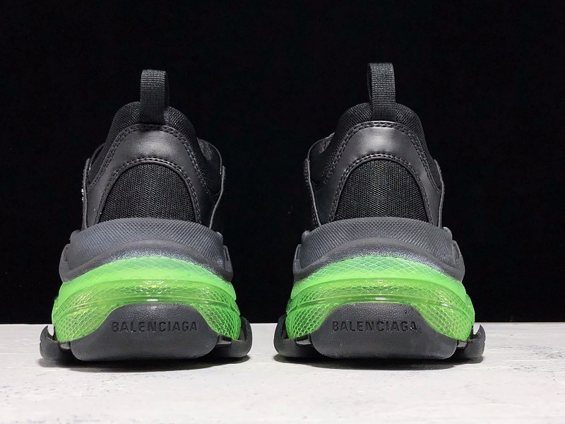 Plus Triple-S Clear Sole Trainers Black/Green 17