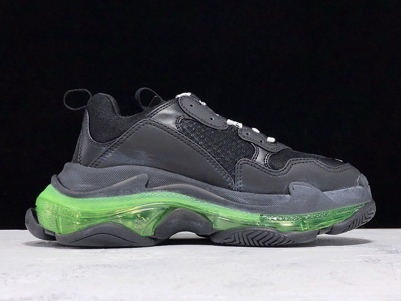 Plus Triple-S Clear Sole Trainers Black/Green 19