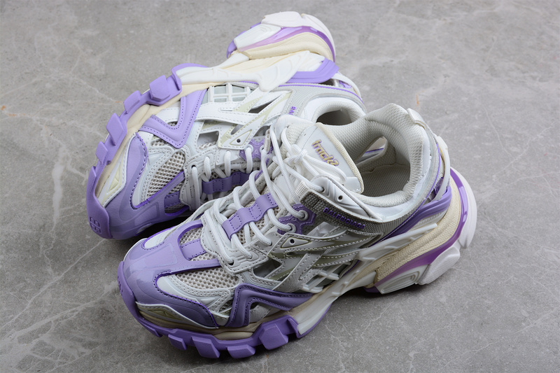 Balenciaga Track 2 Open Sneakers White/White/Light Purple 27