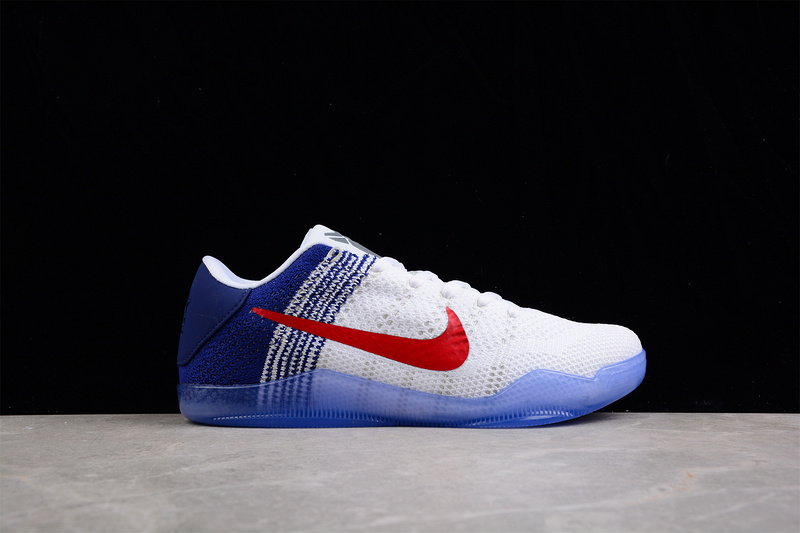 Kobe 11 Elite Low White/University Red/Deep Blue/Metallic Silver 23