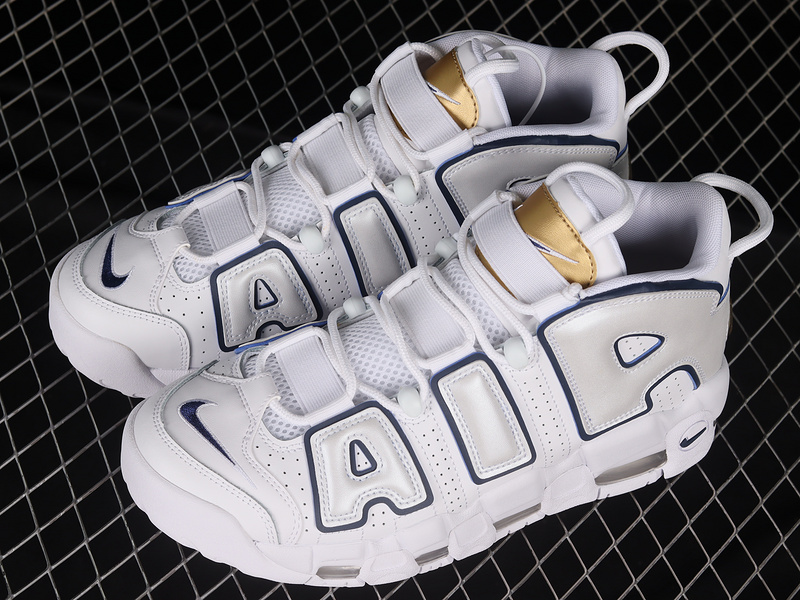 Air More Uptempo Gs White/Midnight Navy-Metallic Gold 3