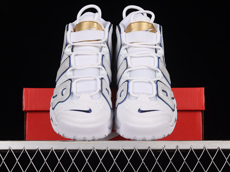 Air More Uptempo Gs White/Midnight Navy-Metallic Gold 15