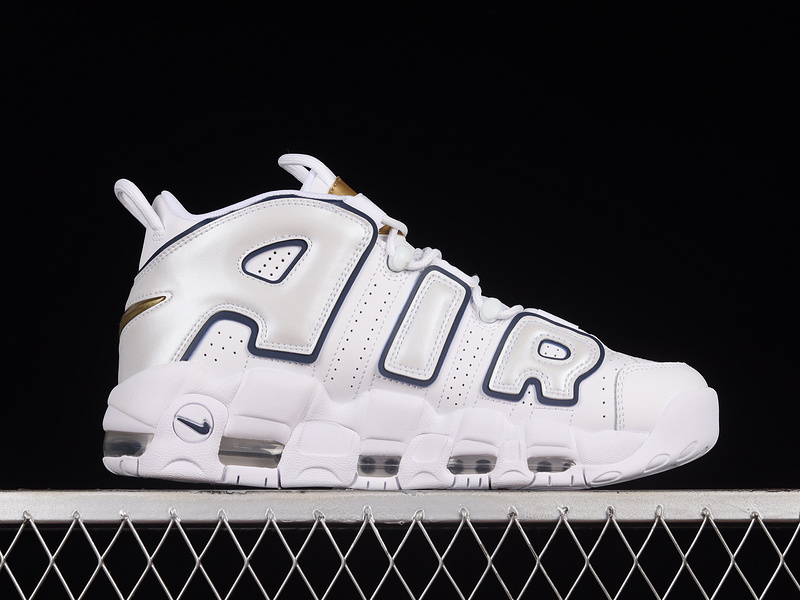 Air More Uptempo Gs White/Midnight Navy-Metallic Gold 21