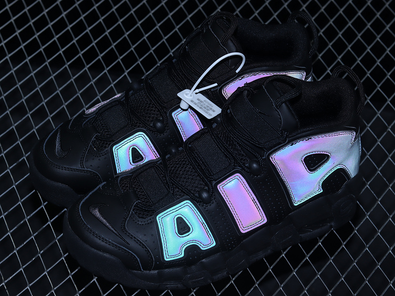 Air More Uptempo Gs Reflective Black/Black-Wolf Grey 27