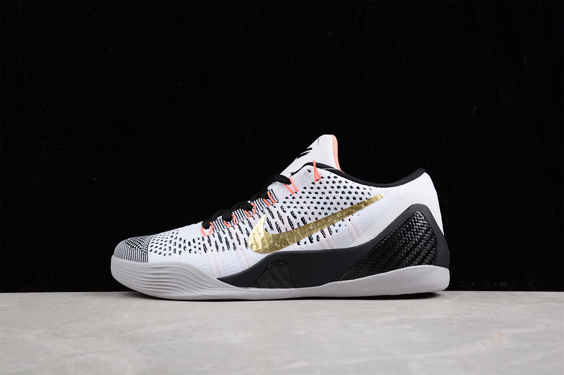 Kobe 9 Basketball Shoes White/Metallic Gold/Black 5