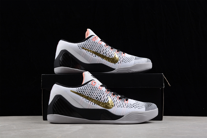 Kobe 9 Basketball Shoes White/Metallic Gold/Black 15