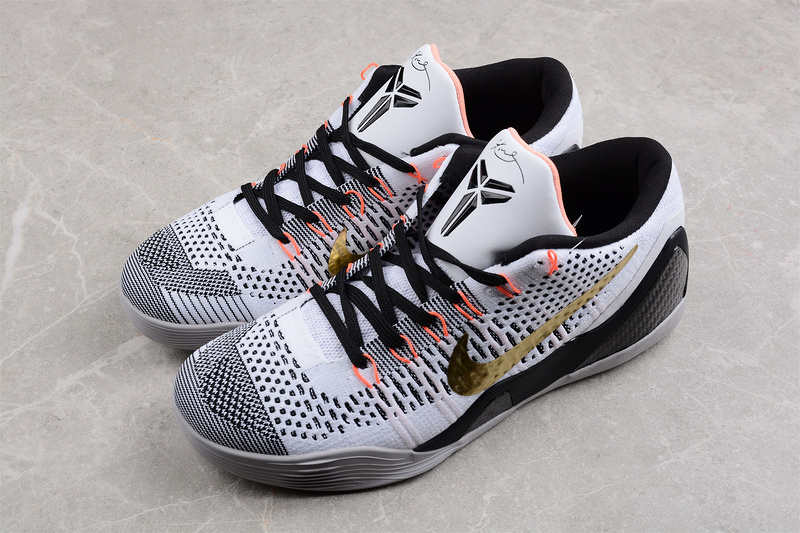 Kobe 9 Basketball Shoes White/Metallic Gold/Black 33