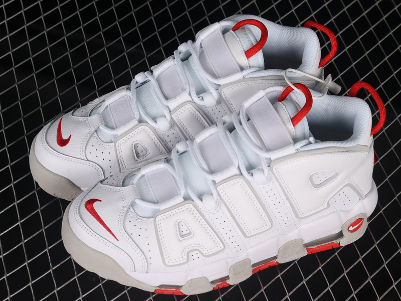 Air More Uptempo White/Grey/University Red 3