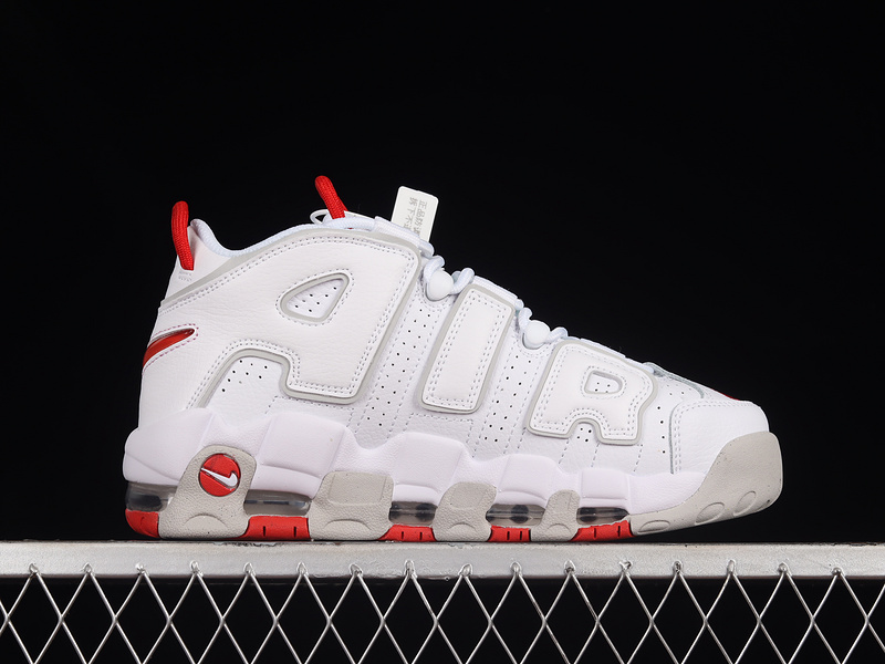 Air More Uptempo White/Grey/University Red 5