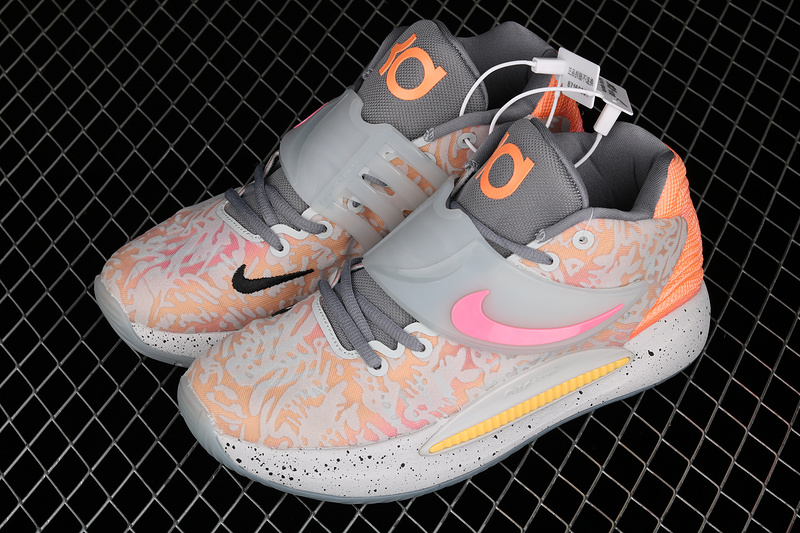 Zoom Kd 14 Basketball Shoes Light Grey/Pink/Orange 3