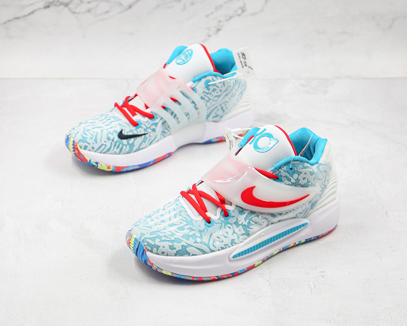 Zoom Kd 14 Basketball Shoes Blue/White/Orange 7