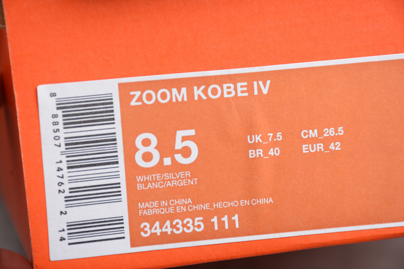 Zoom Kobe 4 Metallic/White/Light Grey 15