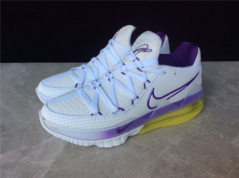 Lebron 17 Low Lakers Home White/Voltage Purple-Dynamic Yellow 23