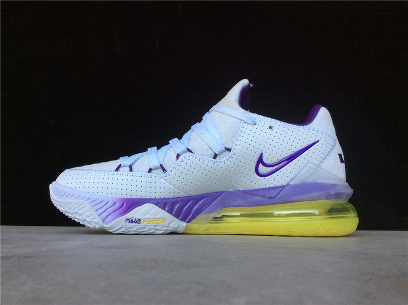 Lebron 17 Low Lakers Home White/Voltage Purple-Dynamic Yellow 33