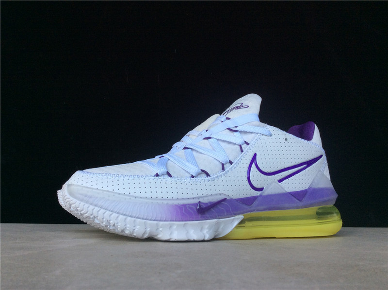 Lebron 17 Low Lakers Home White/Voltage Purple-Dynamic Yellow 41