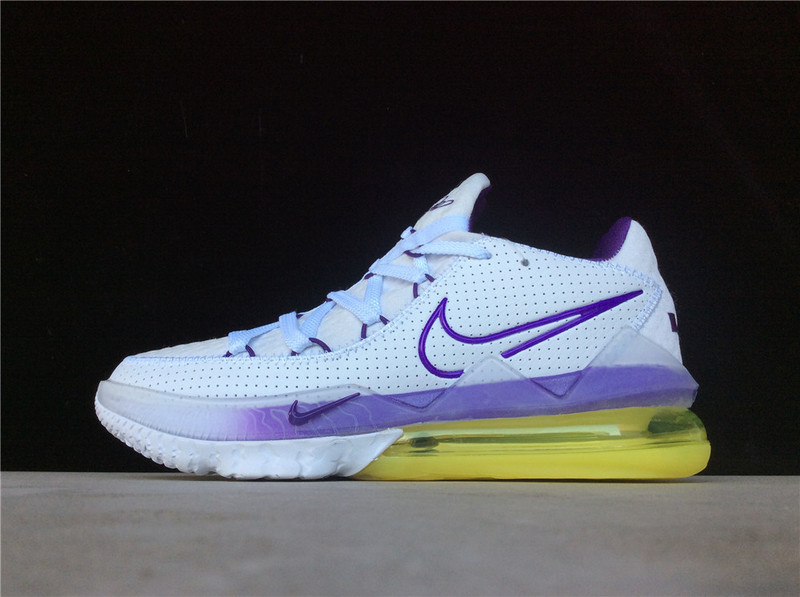 Lebron 17 Low Lakers Home White/Voltage Purple-Dynamic Yellow 43