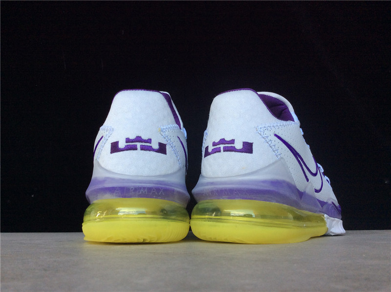 Lebron 17 Low Lakers Home White/Voltage Purple-Dynamic Yellow 45