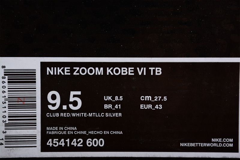 Zoom Kobe 6 Tb Varsity Red/White-Metallic Silver 29