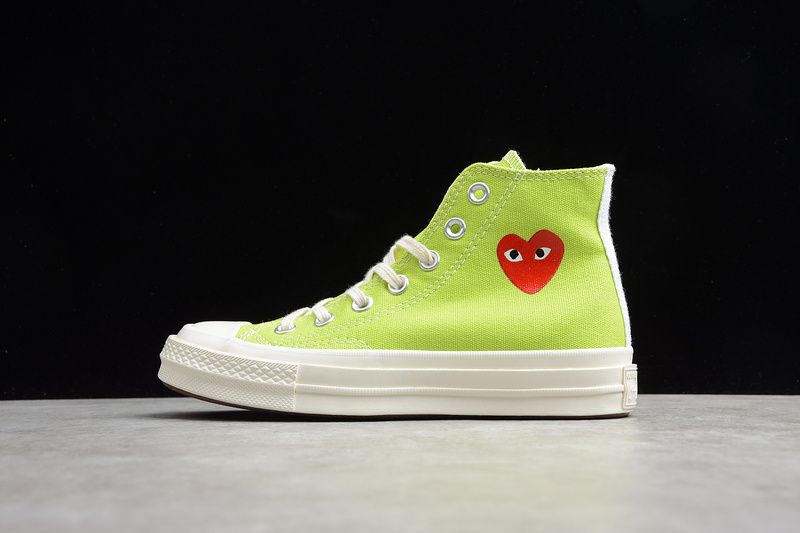 Play Cdg X Chuck Taylor 70 High Top Fluorescent Green/Egret 15