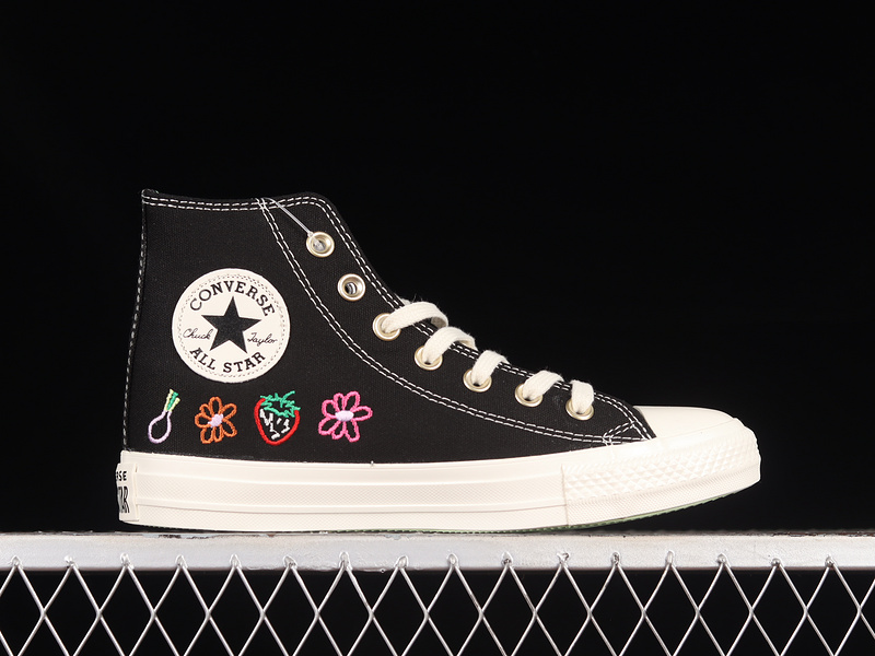 Chuck Taylor All Star High Festival Embroidered Fruits Florals Black/Green Beam 9