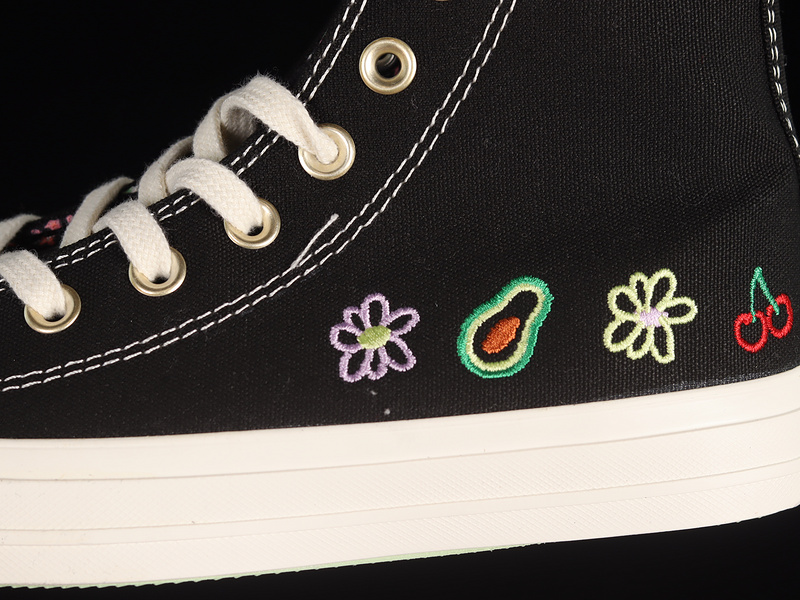 Chuck Taylor All Star High Festival Embroidered Fruits Florals Black/Green Beam 17