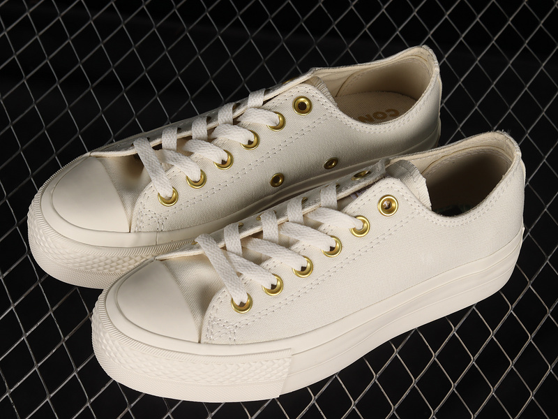 Chuck Taylor All-Star 70S Low Elevated Gold Platform Beige/White/White 13