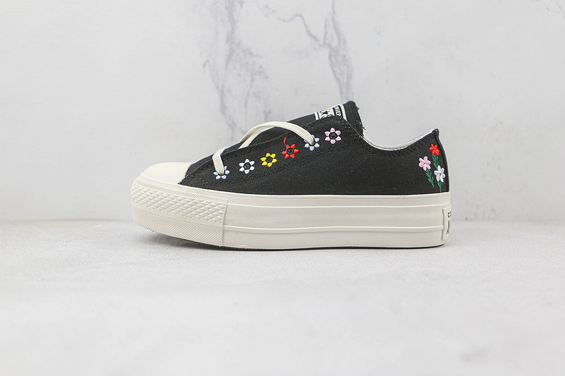 Chuck Taylor All Star Lift Platform Low Floral Embroidery Black/Egret 5