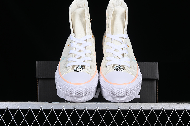 Converse Chuck Taylor All Star Lift Platform High Egret/Cheeky Coral/White 19