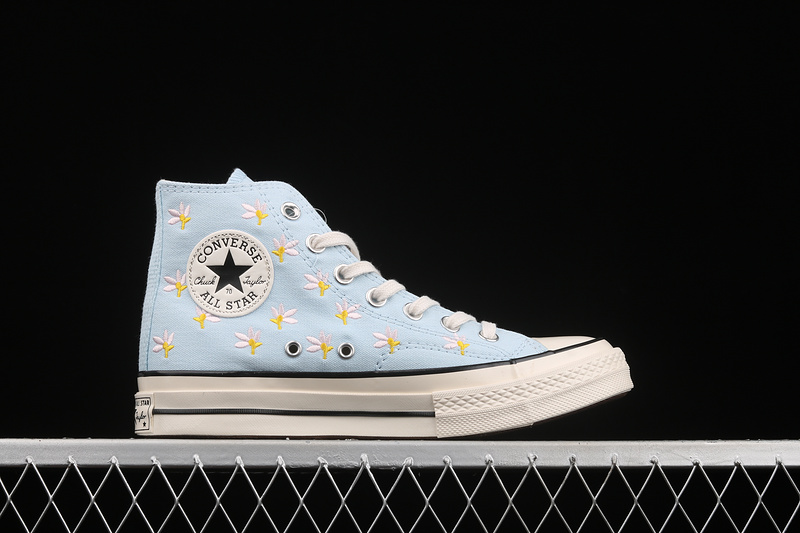 Chuck Taylor All-Star 70S High Embroidered Floral Print Chambray Blue/Egret/Black 7