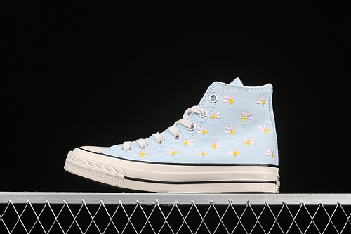 Chuck Taylor All-Star 70S High Embroidered Floral Print Chambray Blue/Egret/Black 15