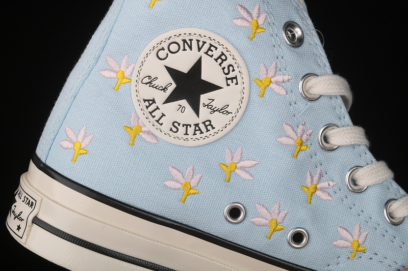 Chuck Taylor All-Star 70S High Embroidered Floral Print Chambray Blue/Egret/Black 25