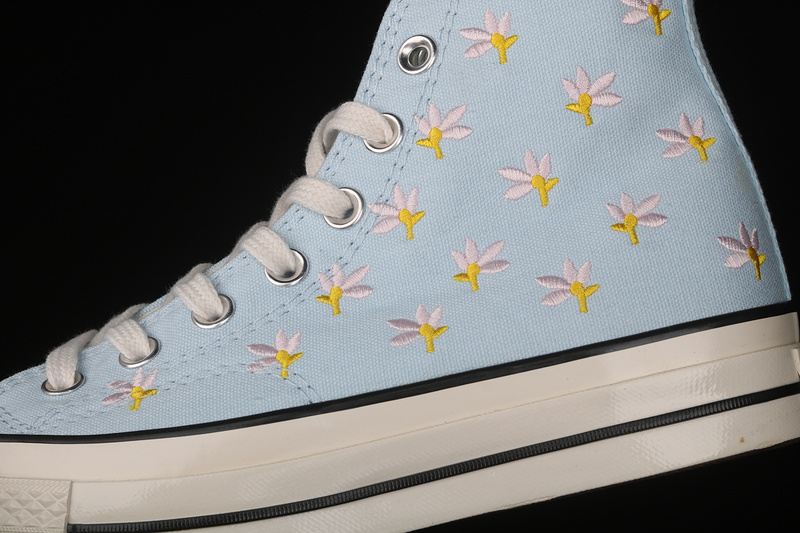 Chuck Taylor All-Star 70S High Embroidered Floral Print Chambray Blue/Egret/Black 27