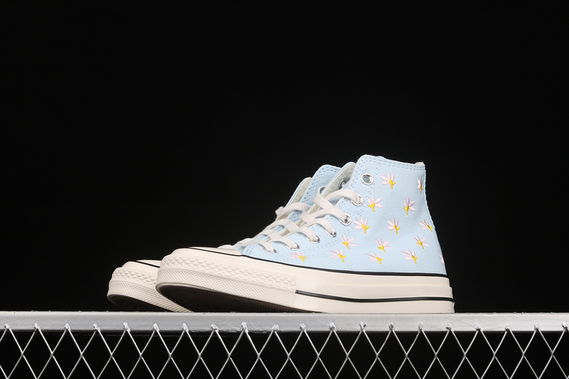 Chuck Taylor All-Star 70S High Embroidered Floral Print Chambray Blue/Egret/Black 33